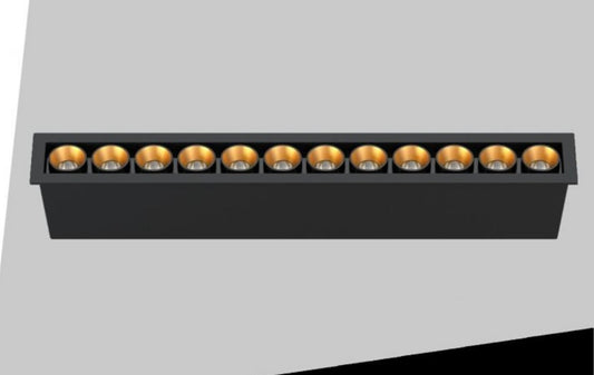 Faretto LED Lineare da Incasso 20W, CCT Switch 3000K/4000K/5700K, CRI≥90, UGR<13, Luce Antiriflesso, 12 LED, Faretto Rettangolare da Soffitto per Negozi, Uffici e Casa, Bianco/Nero, XTD-12