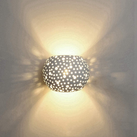 TEKHONE Applique da Parete in Gesso Decorativa, Lampada da Muro Bianco con Effetto Luce Puntinato, Attacco G9, Design Moderno per Soggiorno e Camera da Letto – GS-E42