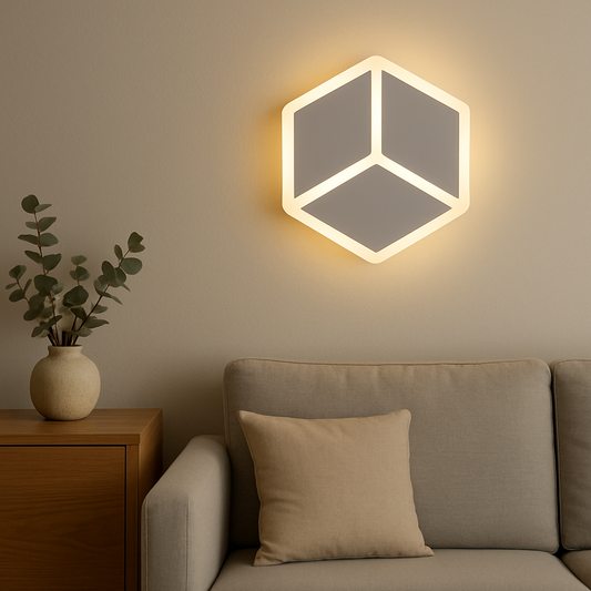 TEKHOME Applique da Parete LED 12W Forma Cubo Geometrico Bianco, Lampada da Muro Moderna 3000K-6500K CCT, Illuminazione Decorativa Interna Camera da Letto e Soggiorno AQ11-3C