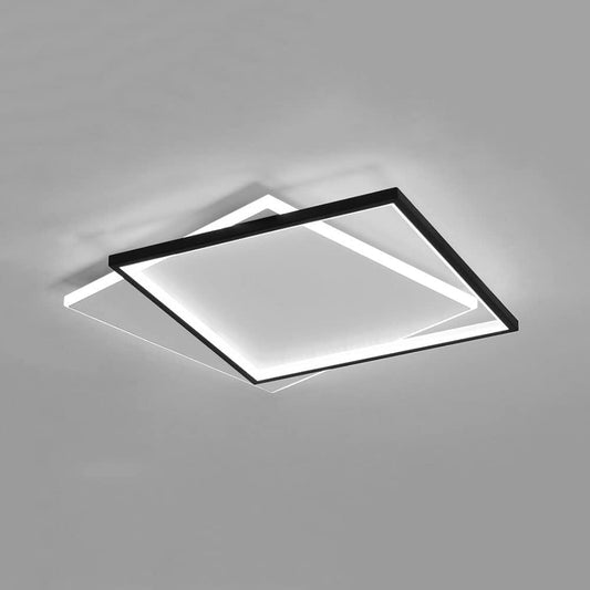 TEKHOME Lampada da soffitto LED 39W, 3120lm, 3 modalità colore, dimmerabile, design moderno a due quadrati sovrapposti, bianco e nero, interno, 445x530mm C57