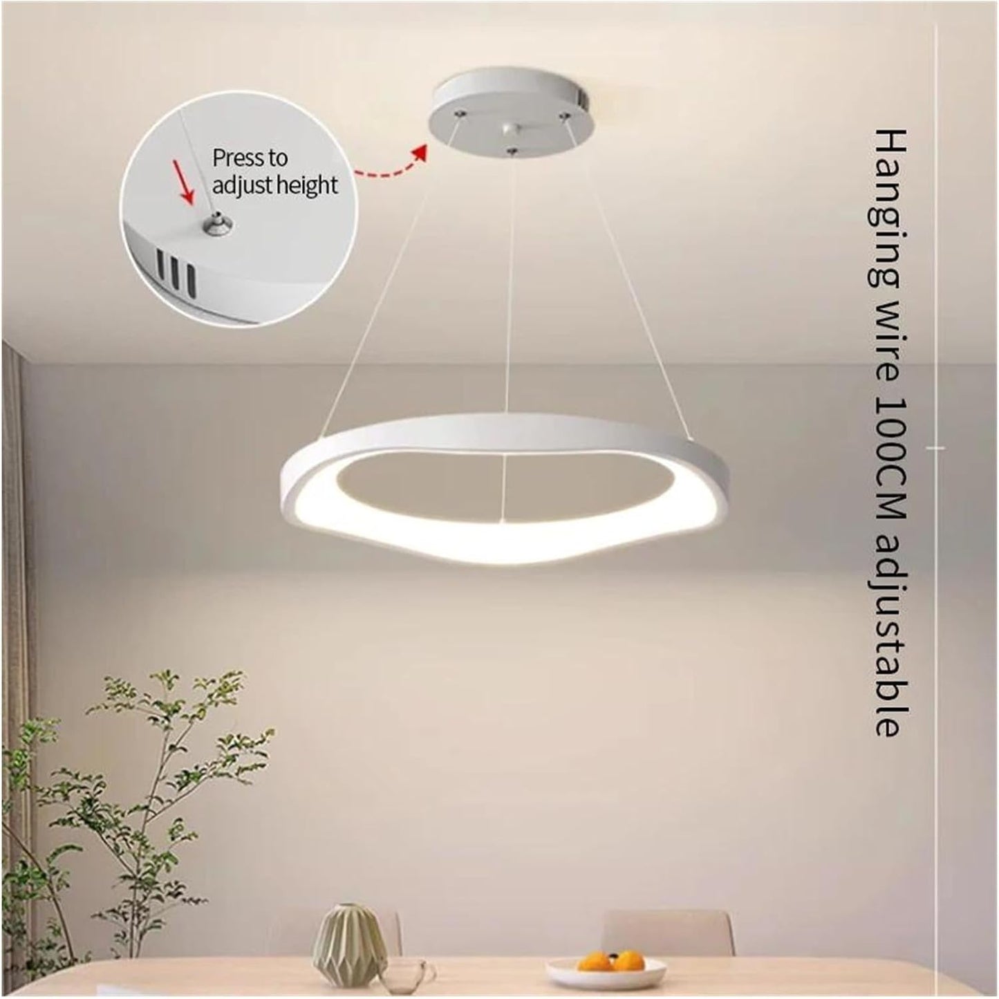 TEKHOME Lampadario plafoniera led a onda 38 w 3 colori luce bianca calda naturale A67 (BIANCO 3 COLORE)