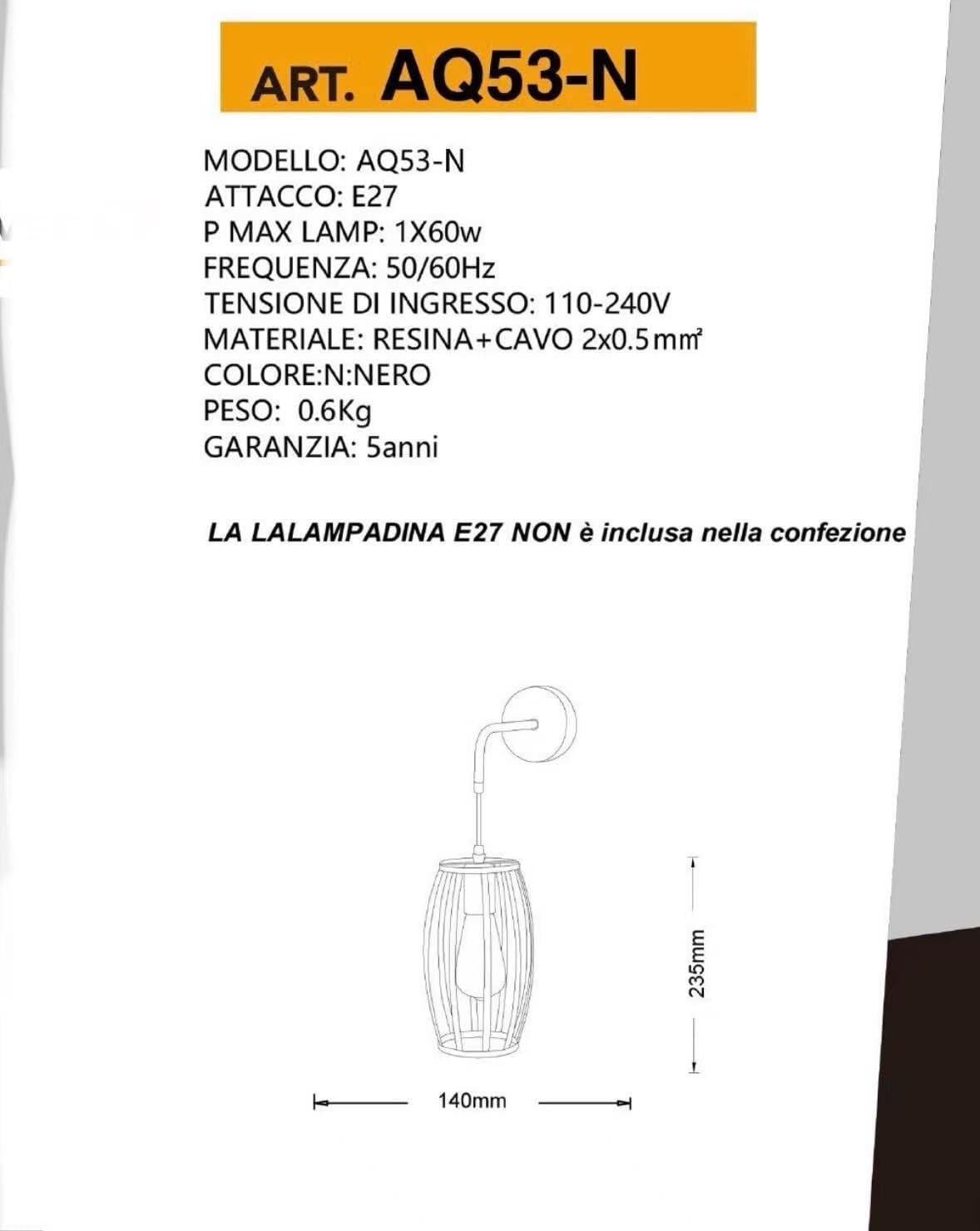 TEKHMEO Applique da Muro Industriale in Ferro E27, Lampada da Parete con Portalampada E27, Design a Gabbia – Nero/Bianco (Lampadina non inclusa) AQ53