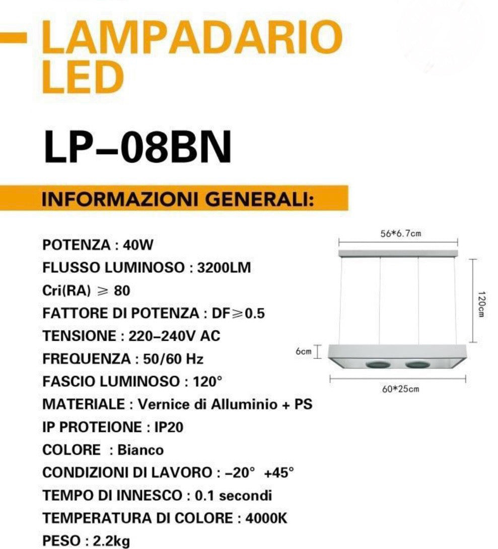 Lampadario LED Moderno 40W LP-08
