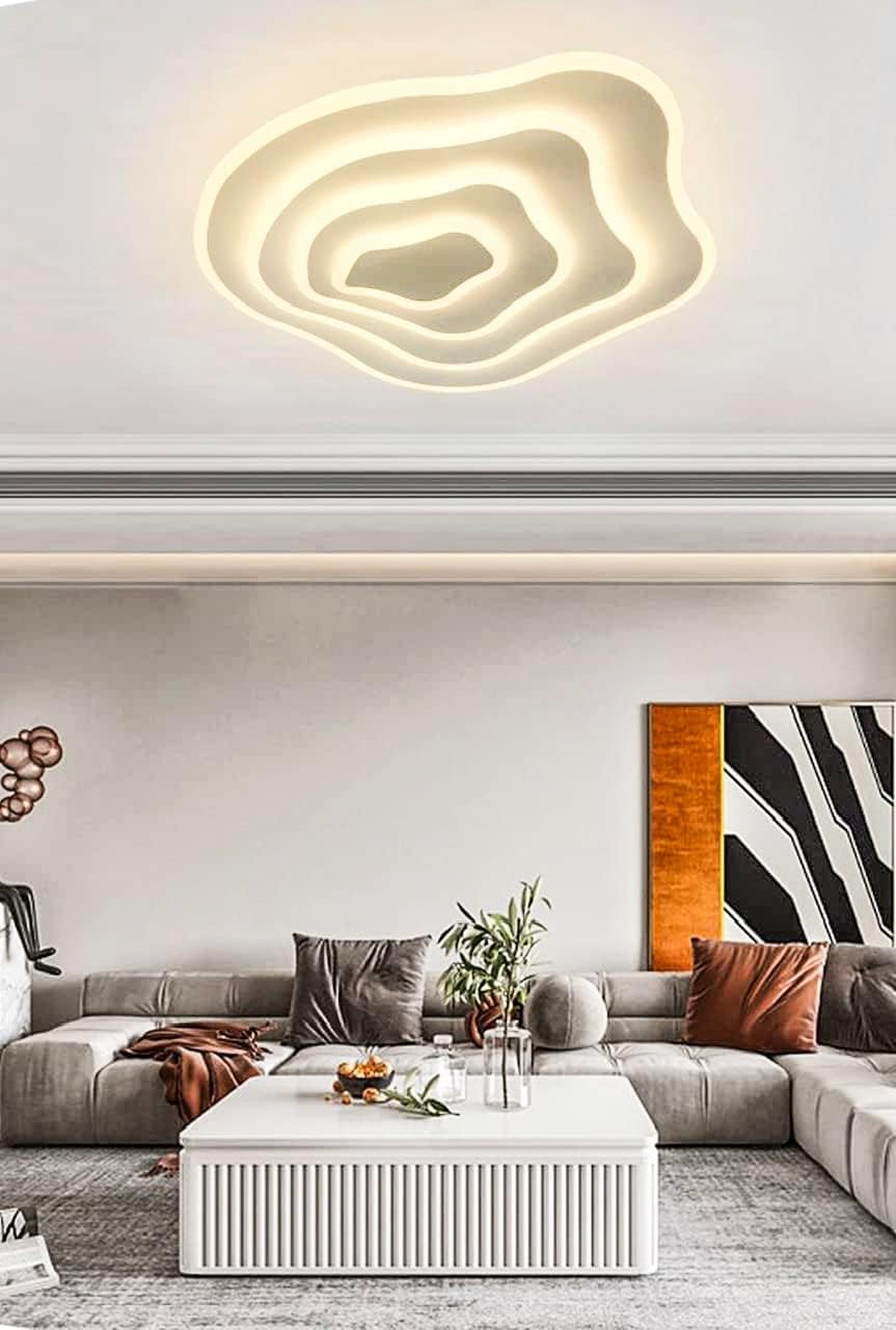 TEKHOME Plafoniera a led da interno moderna a soffitto forma tonda lampadario adatta per camera da letto salone soggiorno salotto cucina locali commerciali 59W PN-28