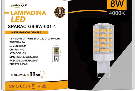 Lampadine LED G9 8W 880LM 10 Pezzi 220-240V G9-8W-001
