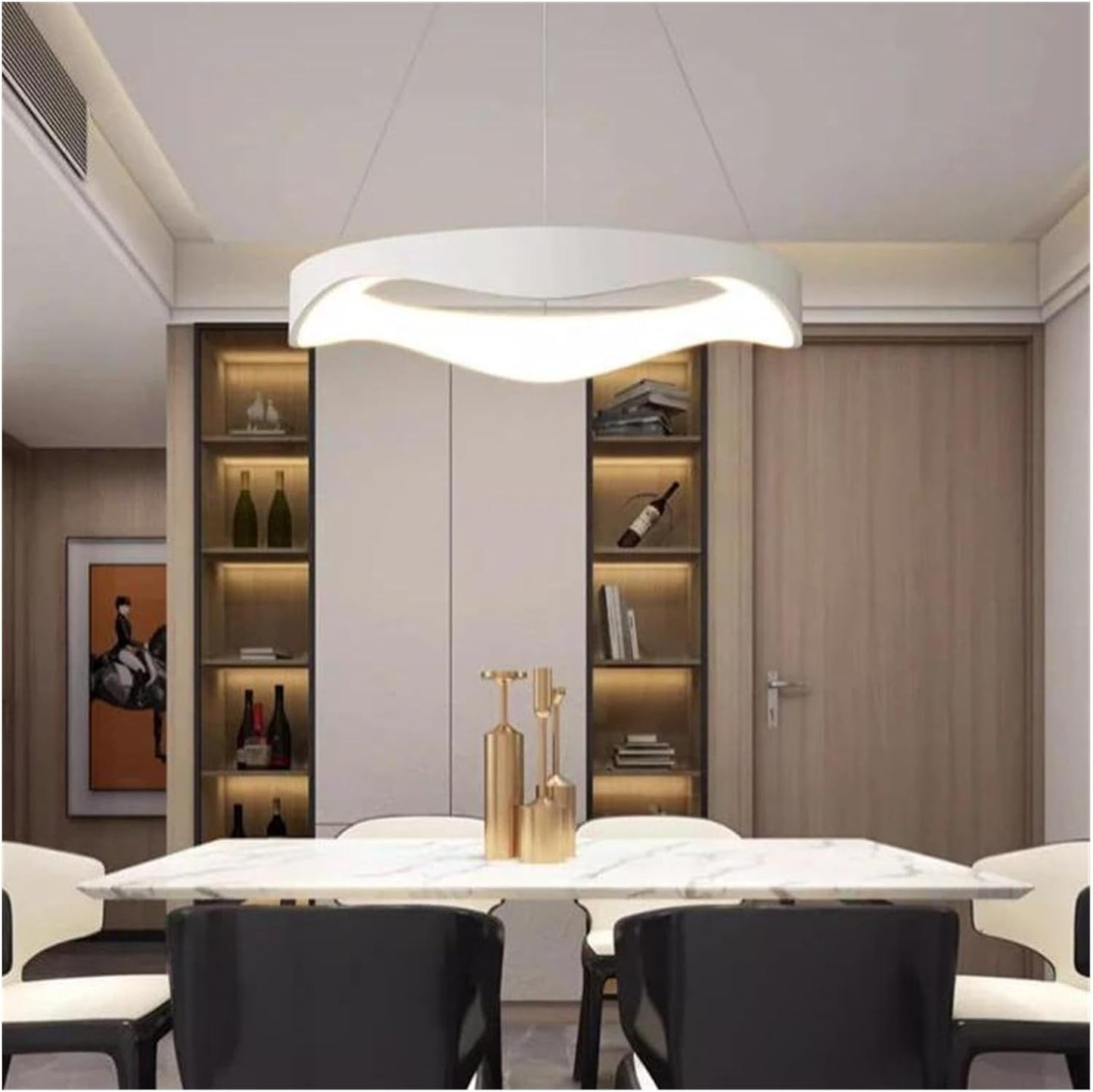 TEKHOME Lampadario plafoniera led a onda 38 w 3 colori luce bianca calda naturale A67 (BIANCO 3 COLORE)