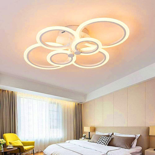 TEKHOME Lampadario da soffitto led 6 luci cerchi plafoniera design stile moderno lampada per camera salotto 3 colore della luce C08-3C
