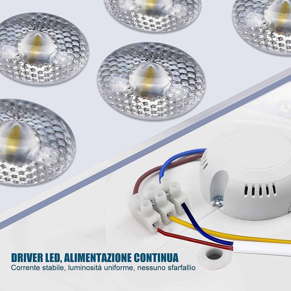 TEKHOME LAMPADARIO DA SOFFITTO LED Ø500mm, 60W, CCT 3000K-6500K, Copertura Puntinata, Controllo 2.4G, Luce a Tre Colori C62-3C