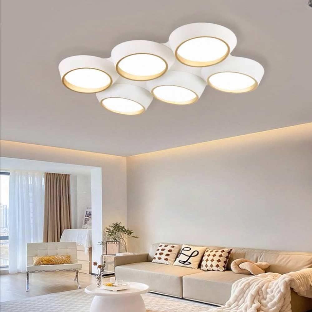 TEKHOME Plafoniera a led 120 watt lampadario da soffitto 6 cerchi irregolari luce 3000K 4000K 6500K C51