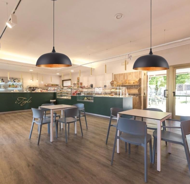 Lampadario a sospensione stile contemporaneo in metallo pendente a cupola attacco E27 luce tavolo cucina di colore nero o bianco Ø35 cm B90