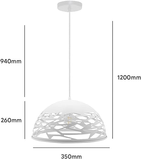 Lampada a sospensione a cupola in metallo industriale regolabile in altezza E27 Base Lampadario ritagliato per isola cucina, camera A37