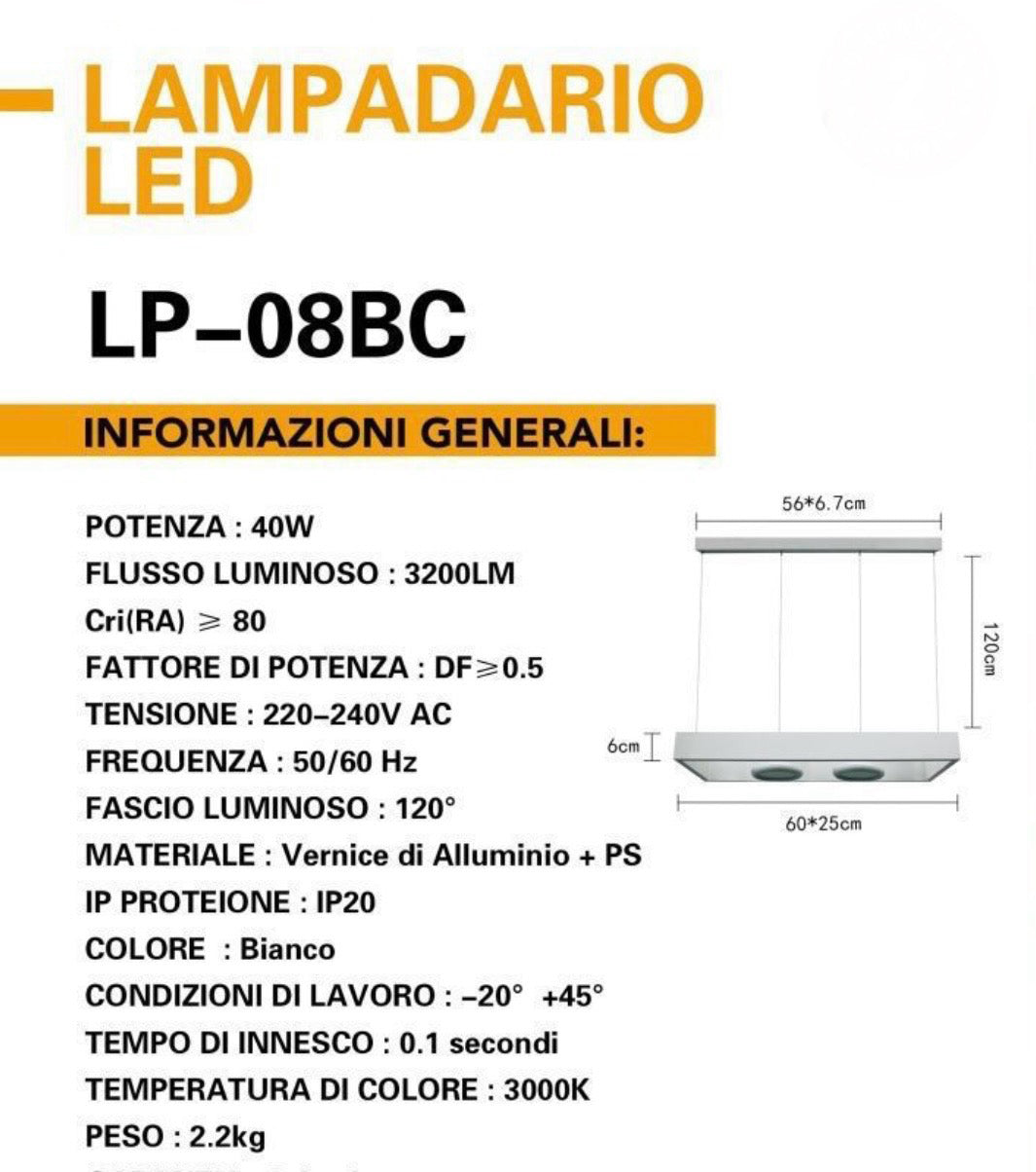 Lampadario LED Moderno 40W LP-08