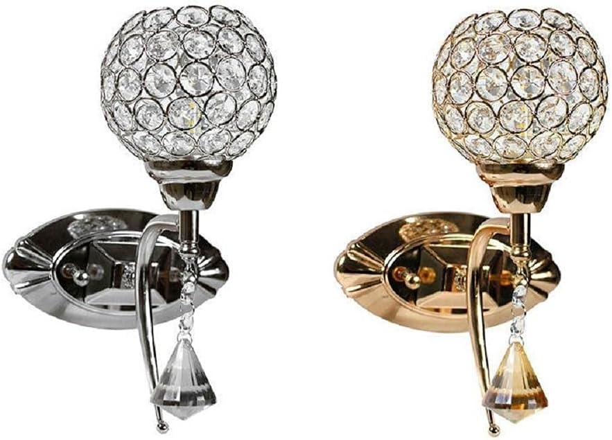 TEKHOME Applique da Parete Moderna con Design a Cristalli, Attacco G9 60W, per Interni, Disponibile in Oro e Argento, 280mm, Metallo e Cristallo (Senza Lampadina) E19