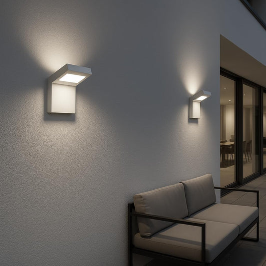 Applique LED da Esterno 10W IP54 4000K, Lampada da Parete Moderna in Alluminio e PC, Impermeabile per Facciata, Balcone e Giardino - Bianco/Grigio Scuro H160
