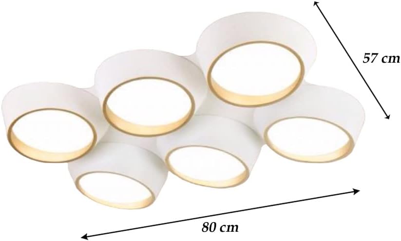 TEKHOME Plafoniera a led 120 watt lampadario da soffitto 6 cerchi irregolari luce 3000K 4000K 6500K C51