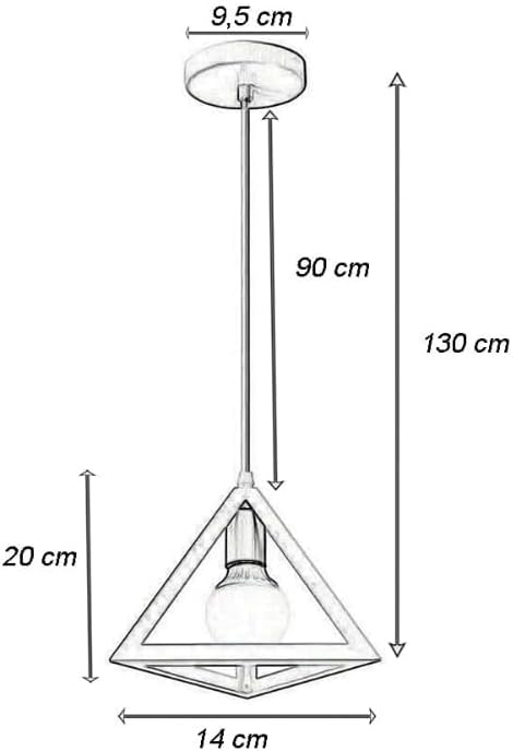 Lampadario moderno a triangolo senza lampadina E 27, in ferro stile moderno A35