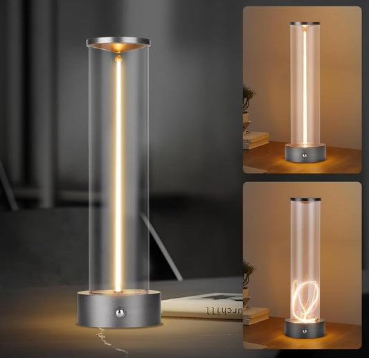 Lampada da Tavolo LED Ricaricabile 3W – Lume Senza Fili 2200K Luce Calda, Touch Control, USB, Design Moderno in Alluminio e Acrilico – Uso Interno D39