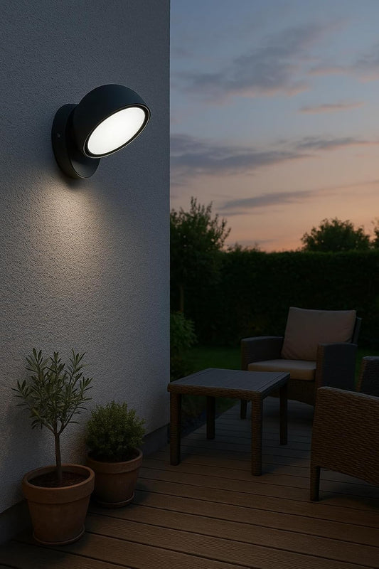 Applique LED da Esterno 12W IP54, Lampada da Parete Moderna Rotonda in Alluminio e Vetro, 720LM, Impermeabile per Facciata, Balcone e Giardino 570