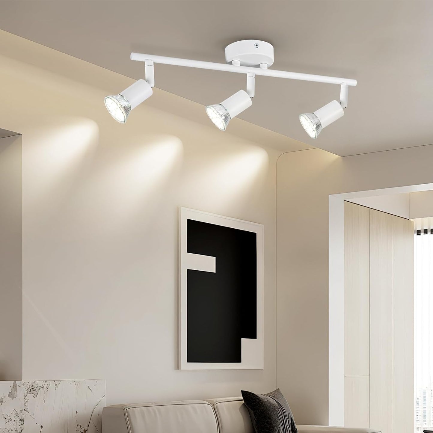 TEKHOME Faretti LED da Soffitto 3Luce Bianco - Lampada da Soffitto Orientabili Plafoniera Faretto Parete Moderna GU10 Luci da Soffitto per Soggiorno Corridoio Camera Cucina, Lampadina Non Incluse C72