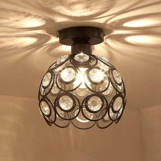TEKHOME Lampadario da Soffitto a Sfera in Cristallo, Attacco E27, Nero e Bianco, Senza Lampadina, Stile Moderno, per Camera da Letto, Soggiorno, Corridoio, Ø28cm C23