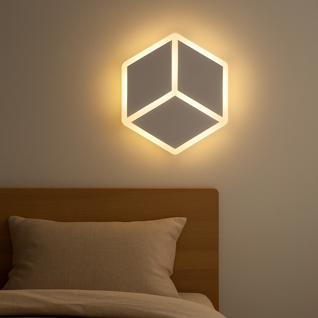 TEKHOME Applique da Parete LED 12W Forma Cubo Geometrico Bianco, Lampada da Muro Moderna 3000K-6500K CCT, Illuminazione Decorativa Interna Camera da Letto e Soggiorno AQ11-3C