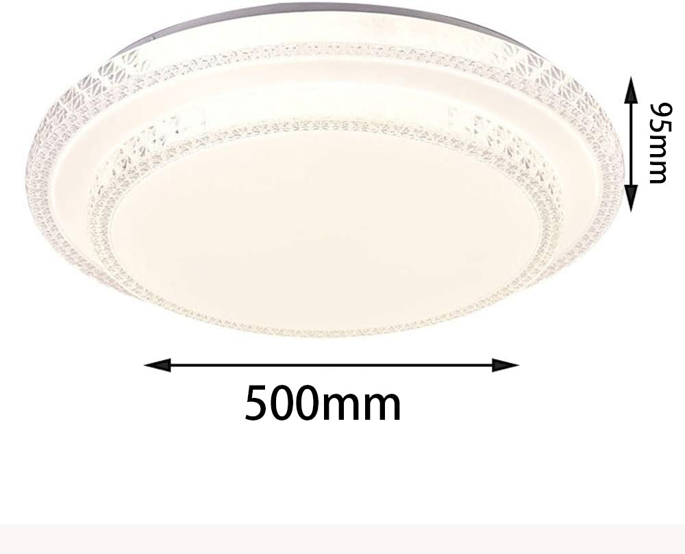 TEKHOME Plafoniera LED da Soffitto 60W con Bluetooth e Telecomando, Dimmerabile 3000K-6500K, Ø50cm, Design Elegante con Decorazioni Acriliche, Luce per Soggiorno Camera Letto, CRI>80, PN-12-3C