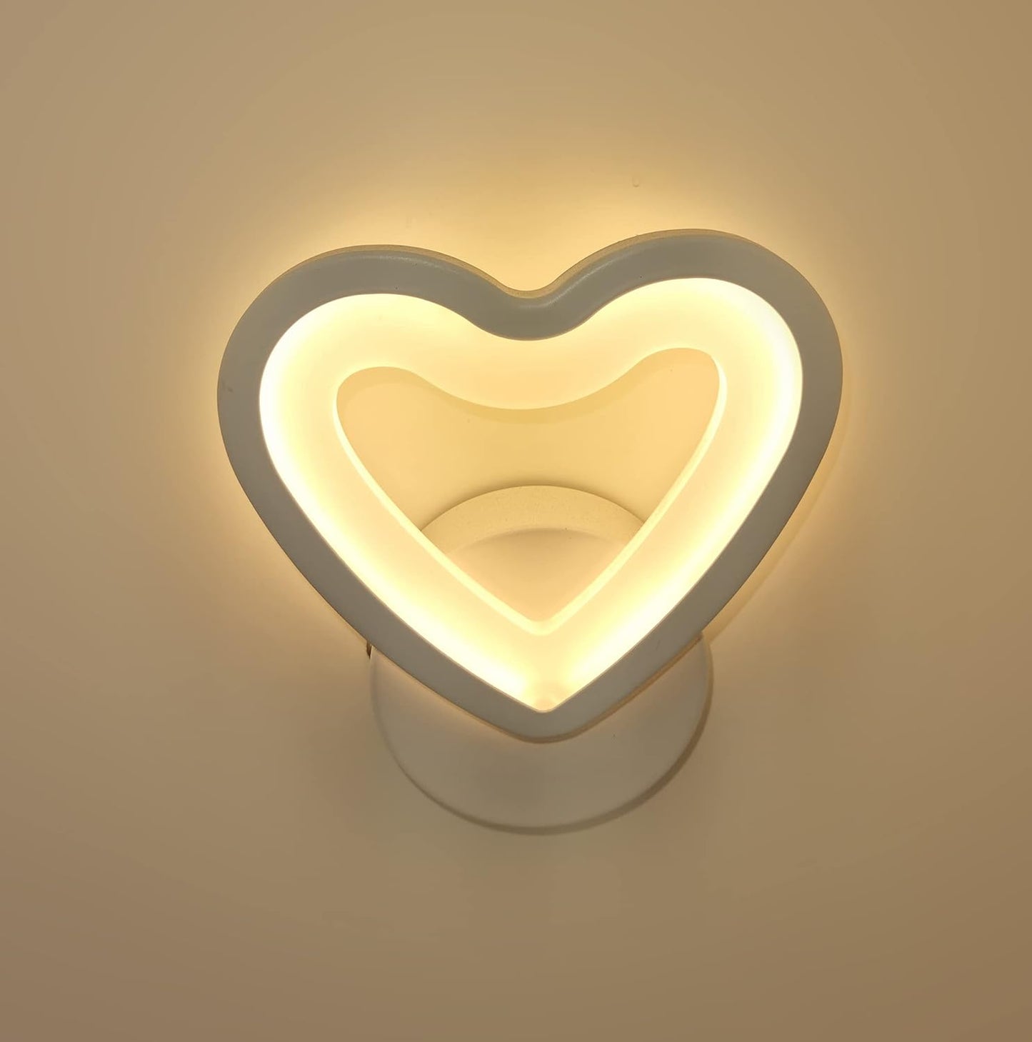 TEKHOME Applique da Parete LED Moderna 6W a Forma di Cuore, Lampada da Parete Bianca con 3 Colori Selezionabili 3000K/4000K/6500K, 300LM, per Camera da Letto, Soggiorno e Cameretta E28-3C