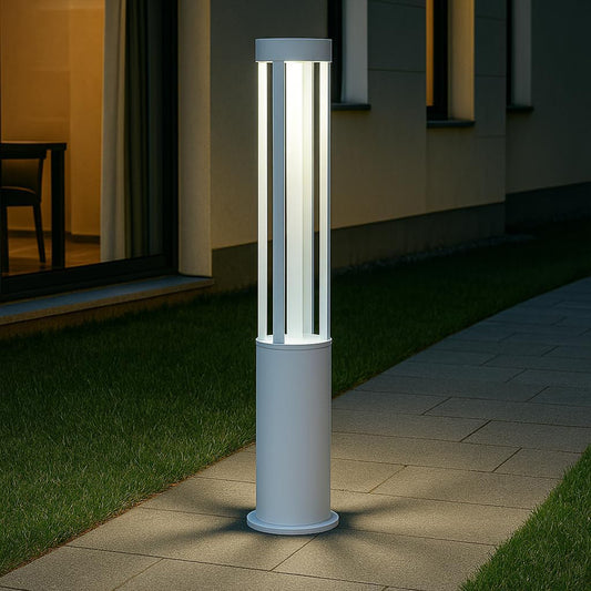 Lampada da giardino IP65 12W per esterno, bollard light in alluminio+vetro, 600lm, 3000K/4000K/6500K – Serie ES28