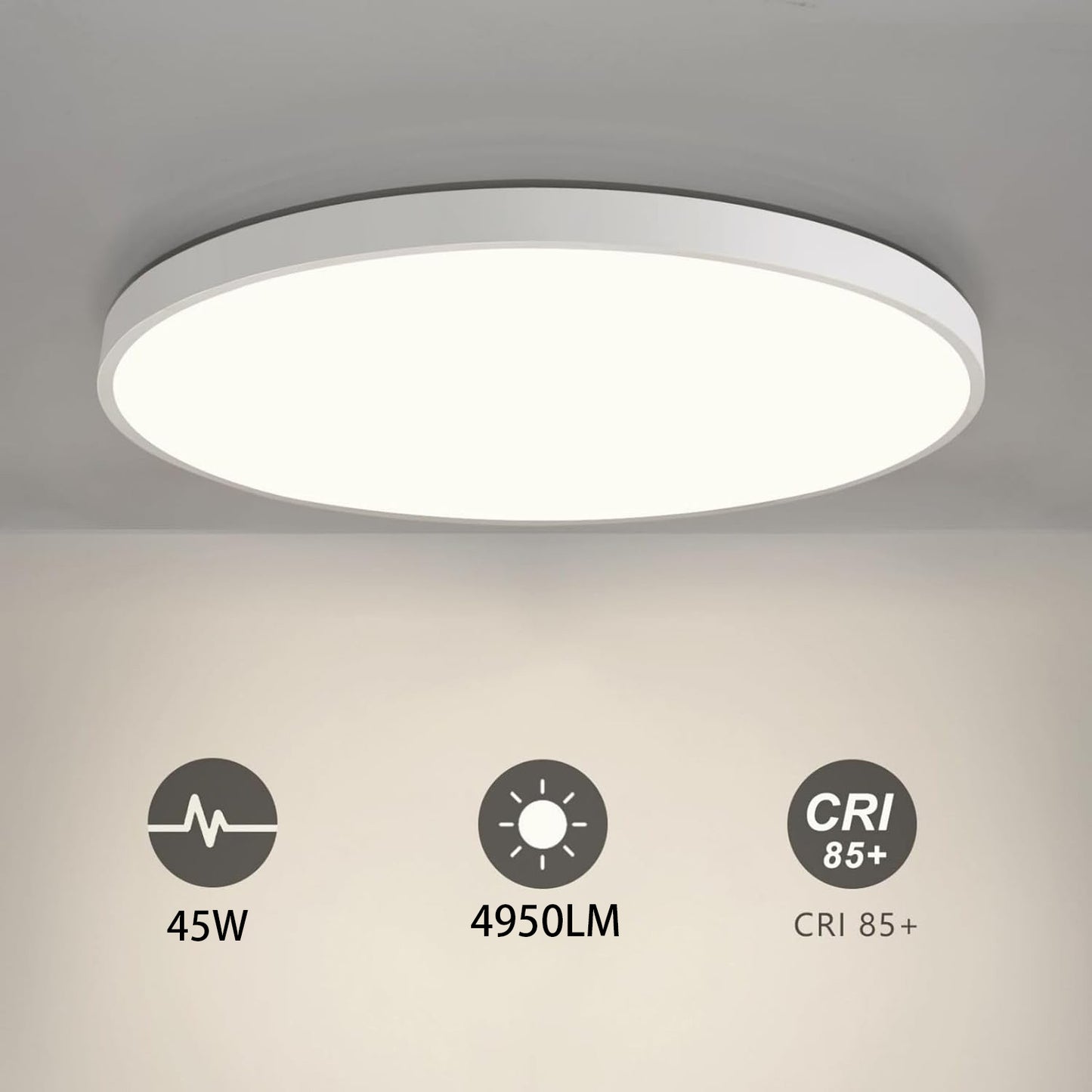 TEKHOME Plafoniera LED Soffitto 36/45W,3colore 3600/4950LM IP40 Impermeabile Rotonda Ø48/60CM Lampadario LED Moderna Luce Soffitto per Cameretta, Cucina, Soggiorno, Balcone -LV