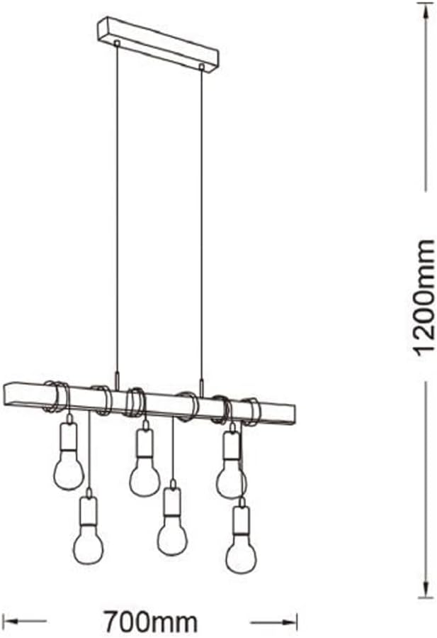 TEKHOME Lampada Sospesa a Soffitto con Paralume in Legno, Lampadario Design Industriale/Scandinavo con Attacco E27, per Cucina Isola Tavolo Bar, 110-240V, (Lampadina Non Inclusa) B47-6