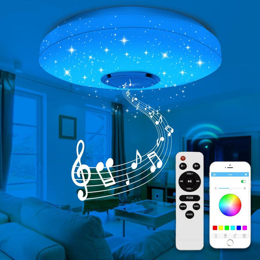 TEKHOME Plafoniera LED Smart con Bluetooth, APP e Musica, 31W RGB + 31W Bianco (3000K-6500K), Contrololo da Telecomando e Phone, Luce Colorata per Camera Letto/Soggiorno, IP20 C09-RGB