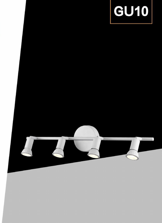 TEKHOME Faretta 4 Luci GU10, Plafoniera a Soffitto con 4 Teste Orientabili, 220-240V, Bianco, Ø405mm, Materiale Metallo, per Interni (Lampadine Non Incluse) C72-B4