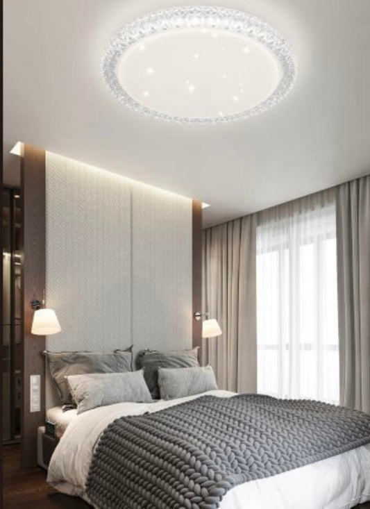 TEKHOME Lampadario da Soffitto LED 46W Dimmerabile, 3 Colori Selezionabili, Plafoniera Moderna in Acrilico, con Protezione Sovratensione, per Camera Soggiorno Corridoio - BIANCO C24-3C