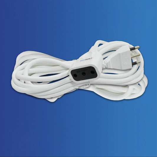 Prolunga Elettrica Lineare 10 Metri, Spina Italiana 10A, Cavo 3G1.0 mm², Presa Singola per Uso Domestico e Professionale, Bianca – C-X203064-10M