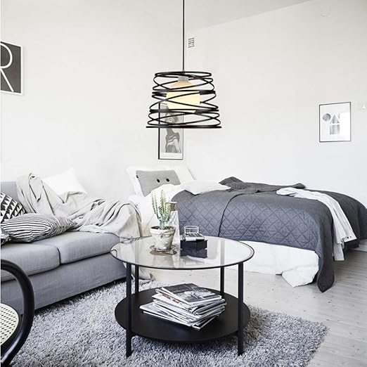 Lampadario moderno a sospensione a fasce intrecciate, in ferro- Attacco 1xE27, Potenza max 1x60 W, dim. 33x22 cm, lunghezza filo 100 cm A08