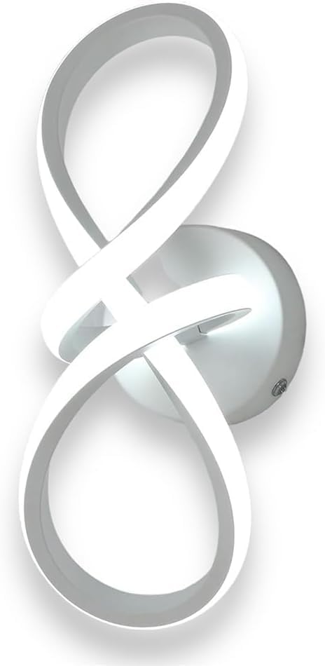 TEKHOME Applique LED da Muro 13W Moderno Bianco Forma a Nastro Infinito 3 Colori 3000K/4000K/6500K Lampada da Parete Interno Design Creativo AQ30-3C