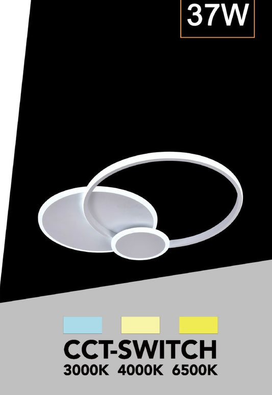 TEKHOME Lampada da Soffitto LED Rotonda 37W, 2960LM, 3 Temperature di Colore Selezionabili, CRI≥80, IP20, Moderna, per Camera, Cucina, Corridoio, Bianco C32-3C