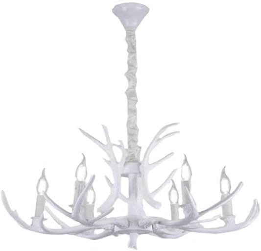 LAMPADARIO A SOSPENSIONE COUNTRY A CORNA DI CERVO CON 6 PORTALAMPADA CON ATTACCO E14 B48-B