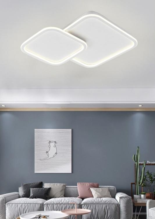 TEKHOME Plafoniera Lampadario da soffitto a led con 2 Luci dimmerabile timer Design Stile Moderno Lampada per Camera Cucina Salotto Locali Commerciali (2 quadri Bluetooth) PN-24