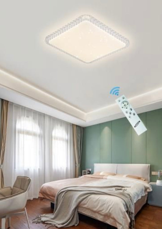 TEKHOME Plafoniera LED da Soffitto 48W Dimmerabile, Forma Quadrata, 3 Colori Selezionabili 3000K-4000K-6500K, Protezione Sovratensione, per Camera Soggiorno Cucina, Bianca C29