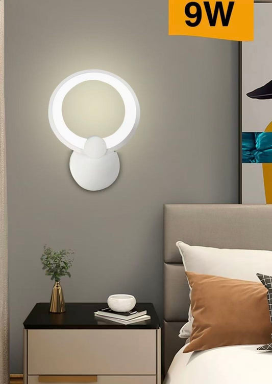 TEKHOME Applique da muro LED 9W moderna, 3 temperature colore 3000K-4000K-6500K, lampada da parete bianca design creativo per camera da letto e soggiorno E27-3C