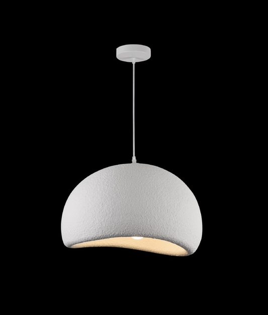 TEKHOME Lampada a Sospensione Design Moderno Bianco Opaco in Schiuma, Attacco E27, Paralume Testurizzato, Ø40/50/60cm – Per Cucina, Sala da Pranzo, Soggiorno B16