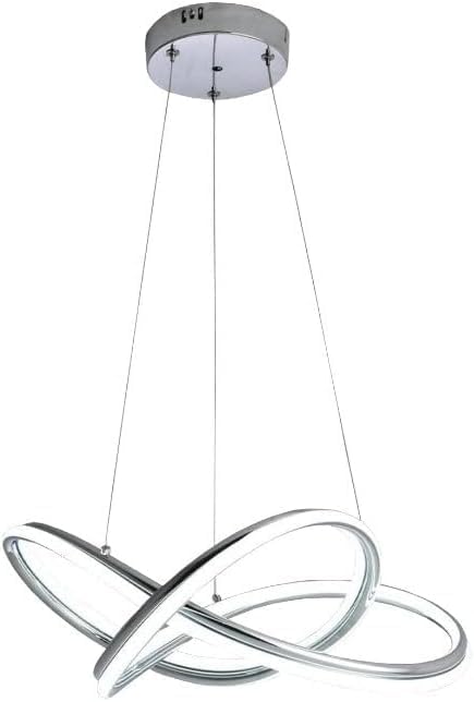 TEKHOME LAMPADARIO LED A SOSPENSIONE MODERNO INTRECCIATO CON FINITURA CROMATA 60W 3000K - 4000K - 6500K A50 (ARGENTO 3 COLORE)