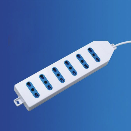 2 Pezzi Multipresa Bipasso Italiana 6 Posti con Spina 10A, Cavo Lungo 3 m, Presa Multipla per Casa e Ufficio, Colore Bianco – C-XSL2206-3M