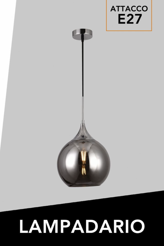 TEKHOME Lampadario a sospensione decorativa in metallo con sfera in vetro attacco E27 lampada contemporanea (Argento/Oro) A72