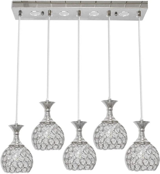 Lampadario led da soffitto a sospensione 35 watt luce fredda 6500k portalampada G9 con sfere con cristalli gocce in acrilico lampada plafoniera sospesa oro o argento B26