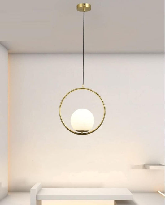 Lampadario bronzo sospensione LED cerchio pendente G9 paralume globo vetro luce tavolo cucina soggiorno ristorante A97