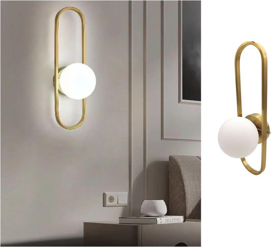 Applique da muro Oro con sfere bolle bianche design moderno minimal (Applique Ovale) AQ47