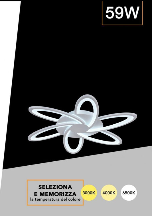 TEKHOME Plafoniera LED 59W Ø Decorativa, 3 Colori Selezionabili 3000K-4000K-6500K, Luce Soffitto Rotonda Moderna, Bianco, Senza Telecomando, per Soggiorno Camera Corridoio C15-3C