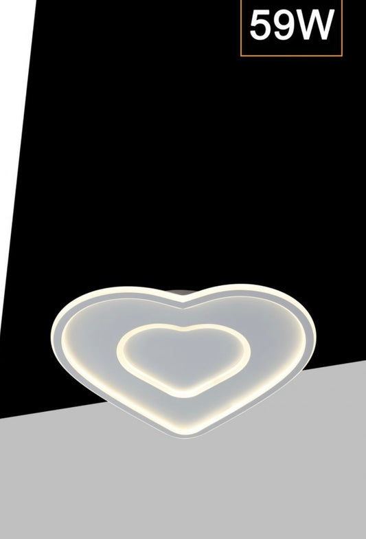 TEKHOME Plafoniera LED a Forma di Cuore 54W, 3 Colori Selezionabili, Lampada da Soffitto Decorativa Moderna, Senza Telecomando, per Camera da Letto Soggiorno Corridoio - Bianco C19-3C